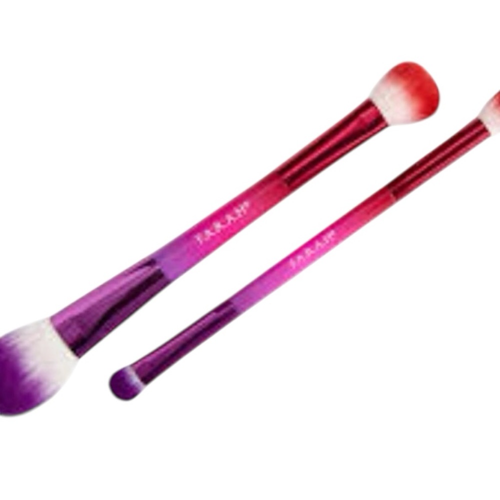 Double-Ended Makeup Brush Set - Purple and Red